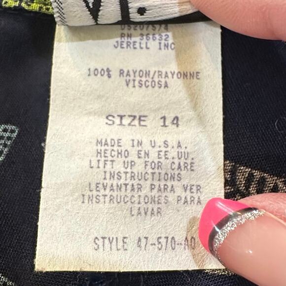 VTG Ali Miles SZ 14 Rayon USA Art-to-wear Button Down Tunic Blouse Geometric - Picture 8 of 16